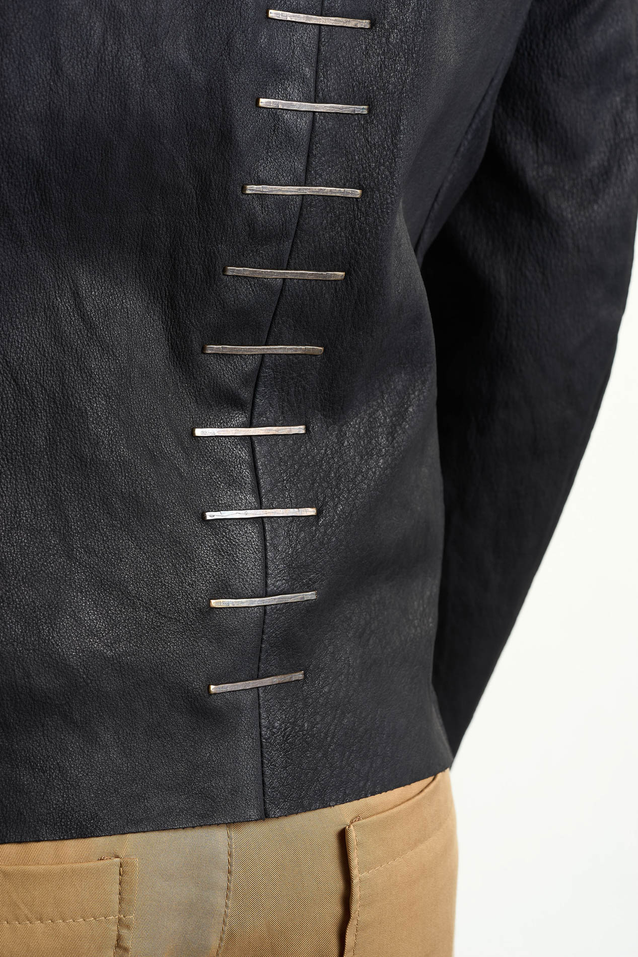 DANIELE BASTA LEATHER AND SILVER JACKET